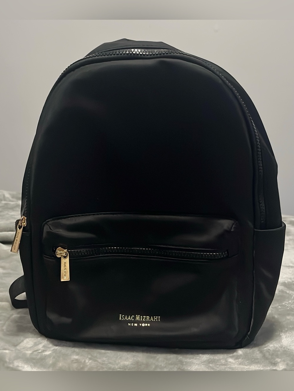 Isaac Mizrahi Black Backpack with Gold Accents